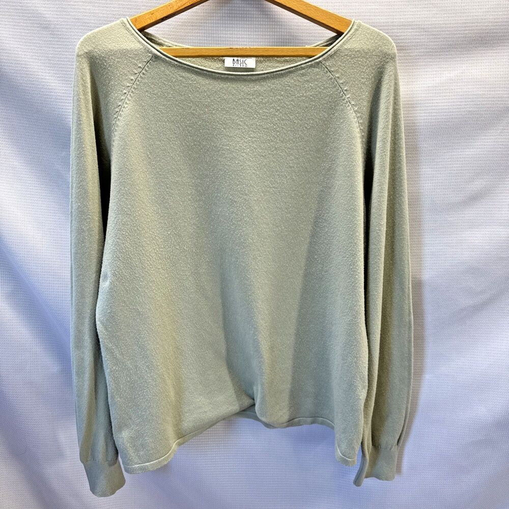 Women's Basic Milano Sweater Sage Green Pullover Soft - L (No size tags)